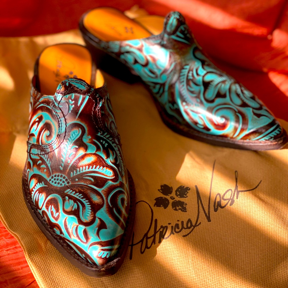 Patricia Nash women’s classic western mules.